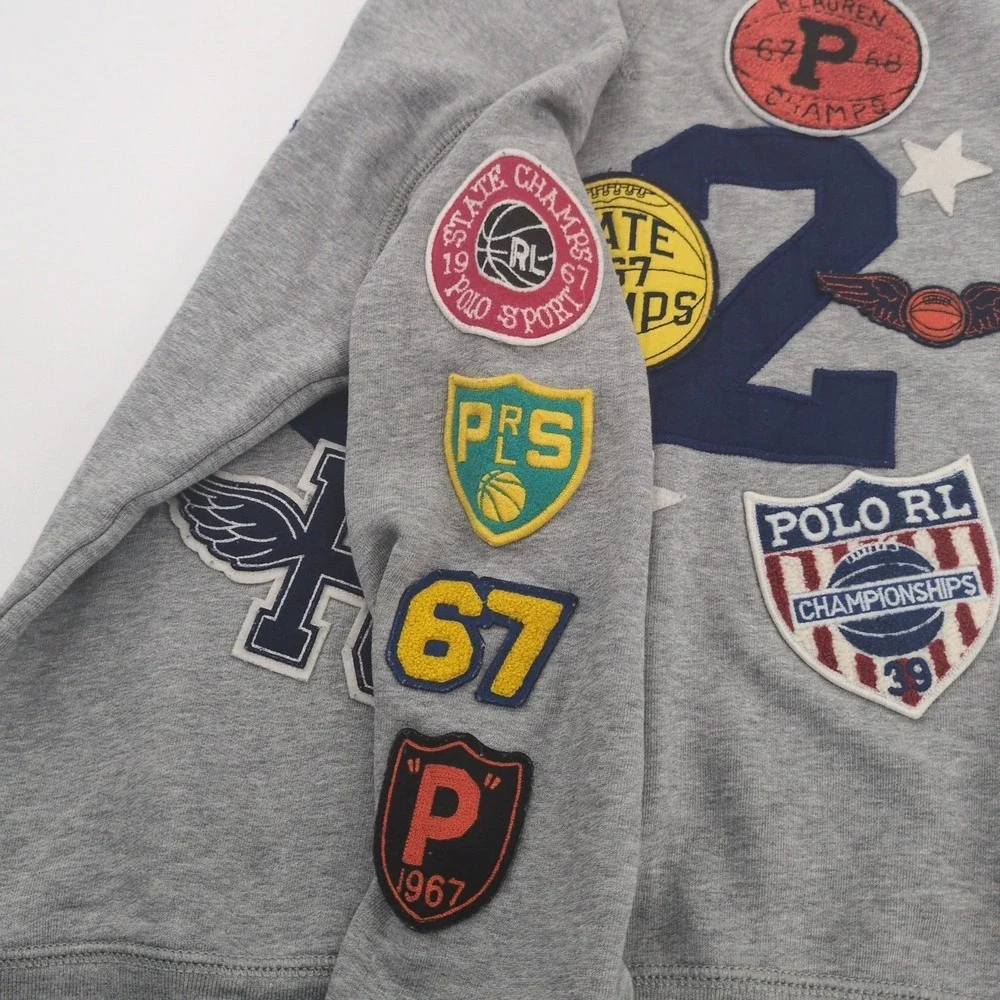 Polo Ralph Lauren Multi Patch '92' VARSITY BASKETBALL Crewneck Sweatshirt sz M